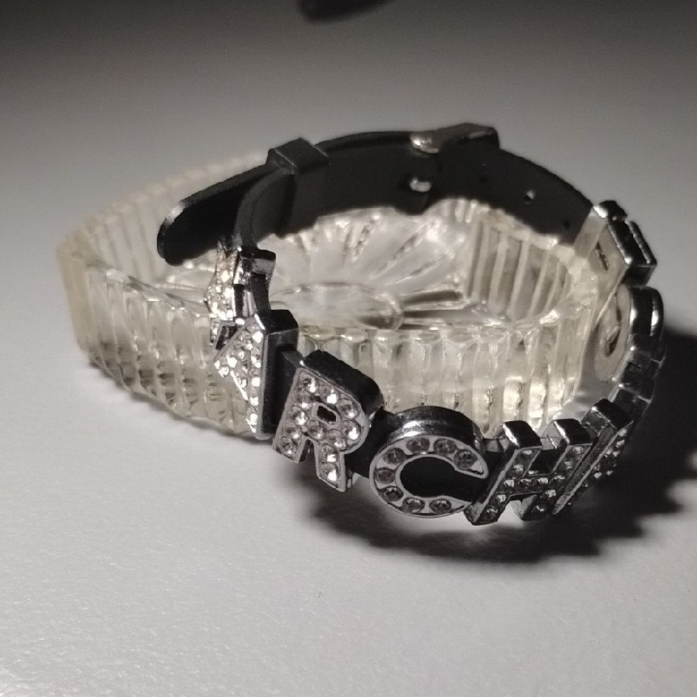 ARCHANGEL Clear Crystal Silver-Tone Logo Bracelet - Picture 5 of 9